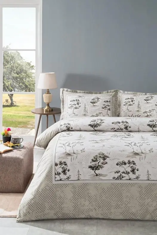 Özdilek Double-Size Ranforce Bedding Set Toile de Jouy Beige - 1