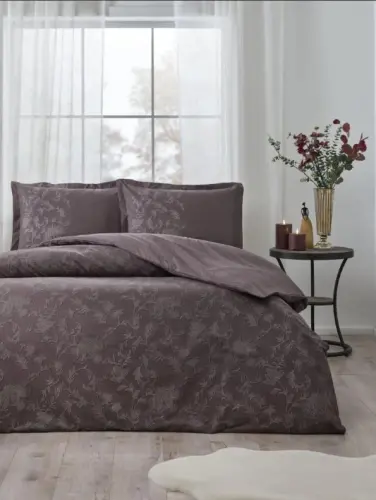 Özdilek Double Size Ranforce Duvet Cover Set Borocco Plum - 1