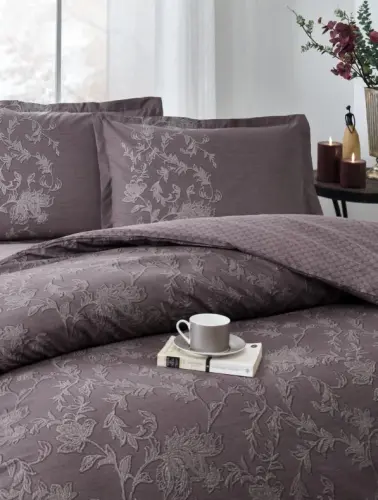 Özdilek Double Size Ranforce Duvet Cover Set Borocco Plum - 2