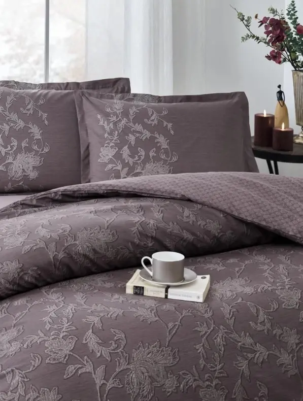 Özdilek Double Size Ranforce Duvet Cover Set Borocco Plum - 2