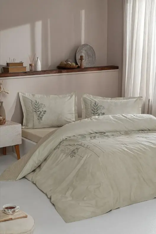 Özdilek Double Size Ranforce Duvet Cover Set Conium Cream - NEVRESIMDUNYASI