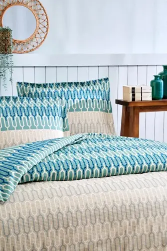 Özdilek Double Size Ranforce Duvet Cover Set Flame Stitch Blue - NEVRESIMDUNYASI (1)
