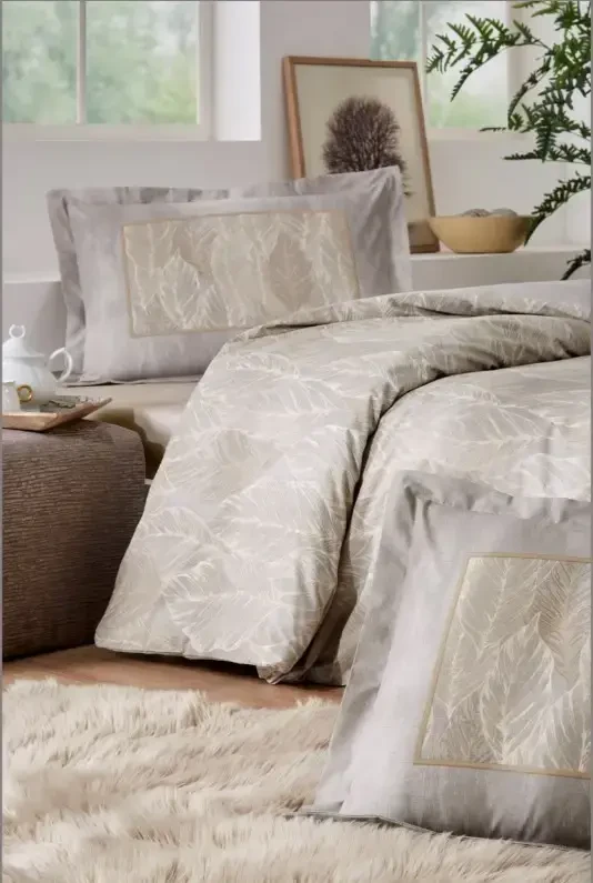 Özdilek Double Size Ranforce Duvet Cover Set Folha De Ouro Beige - 2