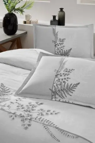 Özdilek Double Size Ranforce Duvet Cover Set Helecho Grey - 3