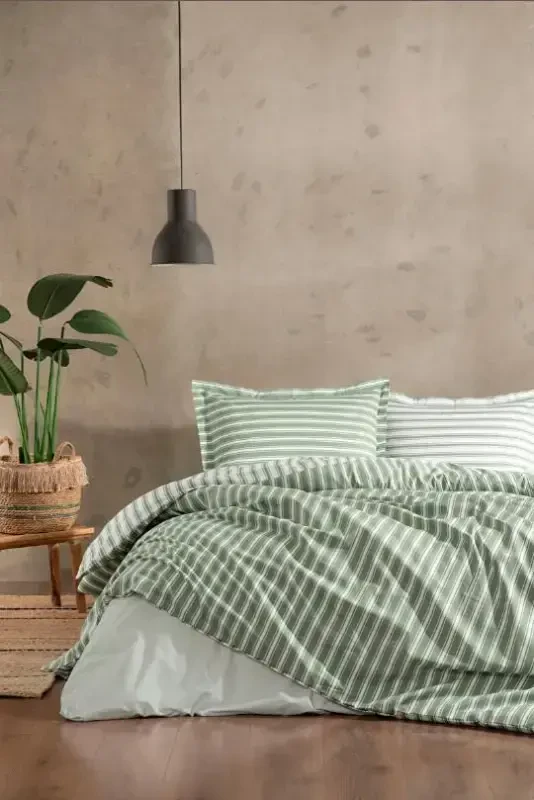 Ozdilek Double Size Ranforce Sheet Set Trioline Green - NEVRESIMDUNYASI