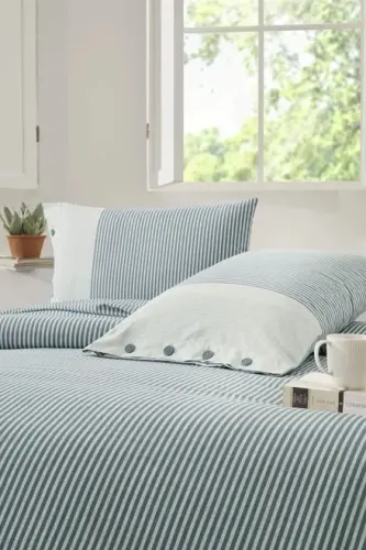 Ozdilek Ikkita kishilik Ranforce Yotoq kiyimlari to‘plami Natural Line Moviy - NEVRESIMDUNYASI (1)