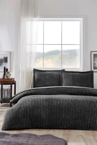 Özdilek Masculine Double Duvet Cover Set Noil Anthracite - 1