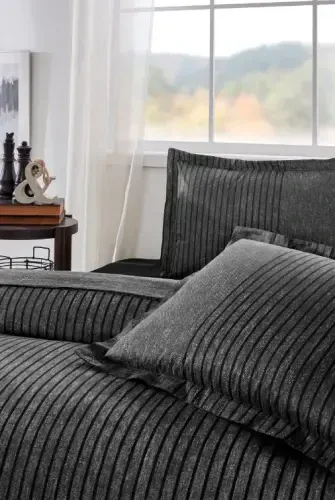 Özdilek Maskülen Çift Kişilik Nevresim Takımı Noil Antrasit - NEVRESIMDUNYASI (1)