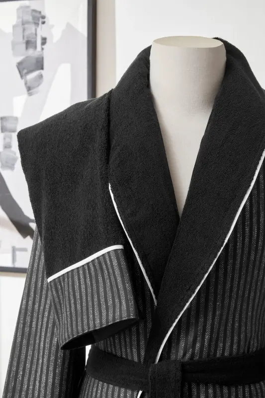 Ozdilek Noir Masculine Shawl Collar Bathrobe - 2