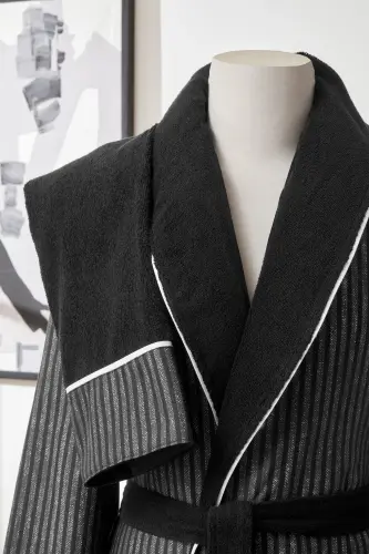 Ozdilek Noir Masculine Shawl Collar Bathrobe - ÖZDILEK (1)