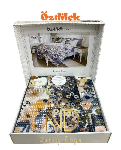 Özdilek Rosebud Yellow Double Ranforce Bedding Set - NEVRESIMDUNYASI (1)