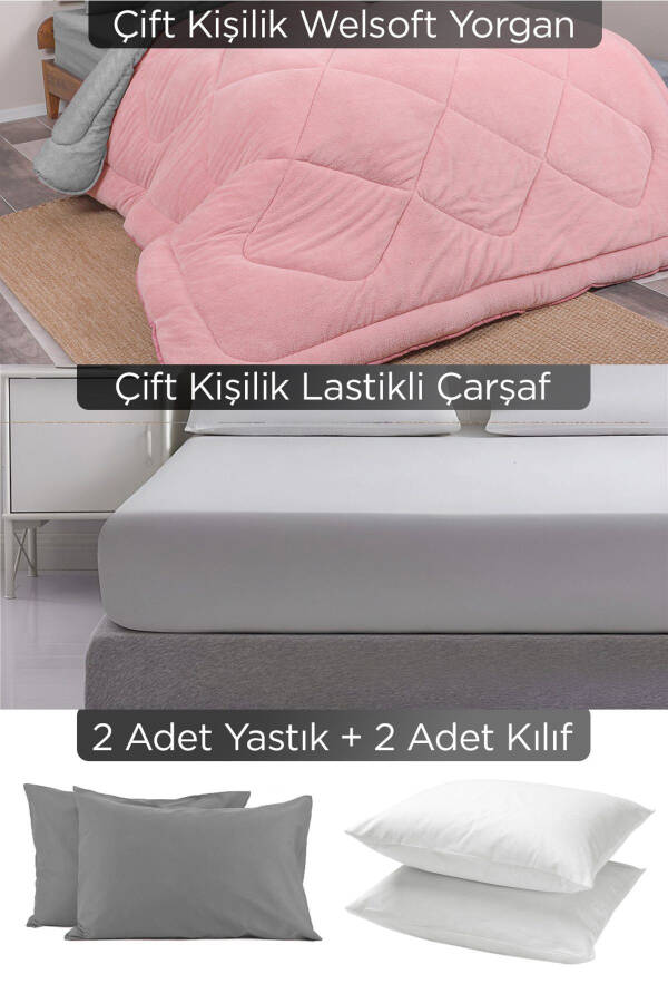 Özel Çantali Pudra Welsoft Yorgan Seti Çift Kişilik - 2