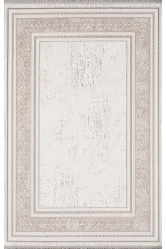 Özel Seri D28 02495B Krem Bej Özel Ölçü Modern Klasik Salon Halısı 120x200 cm. - Krem 