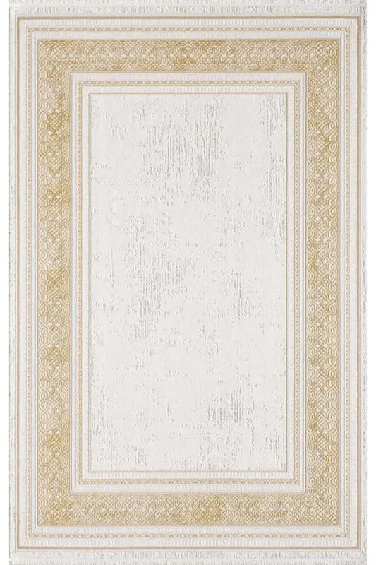 Özel Seri D28 02495C Krem Gold Özel Ölçü Modern Klasik Salon Halısı 120x200 cm. - Krem - 1