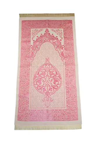 Biricik Anneme Seccadeli ve İnci Tesbihli Özel Silindir Kutulu Set - Pembe Renk-Pembe - 3