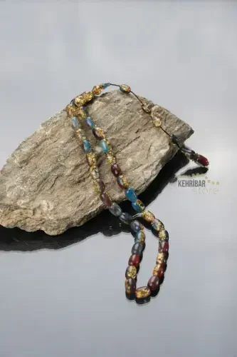 Özel Yazılı, Özel Kutulu Altın Parçacıklı Tesbih Erkek Hediye Sertifikalı Kişiye Özel İsimli-çoklu renk - 5