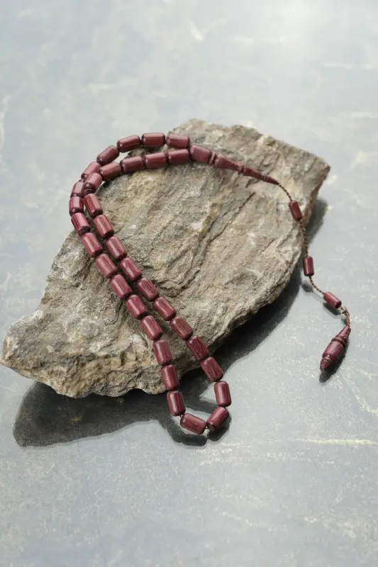 Özel Yazılı, Özel Kutulu,Morgül Ağacı Tesbih Usta İmzalı Erkek Hediye Sertifikalı Kişiye Özel İsimli - hareli bordo - 2
