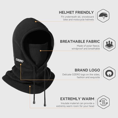 OZERO Balaclava Face Mask: Winter Polar Fleece Hood Ski Mask for Men Women, Convertible Balaclava Face Cover Hat Cap Scarf - 11