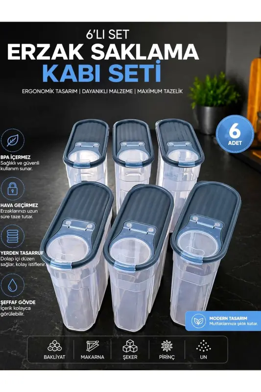 Oziq-ovqat va dukkaklilar ombori saqlash idishi 6 dona to'plam Hashamatli quti (4 litr) Chaqiriq to'plami 12 dona Silikon qopqoq Qizil - 3