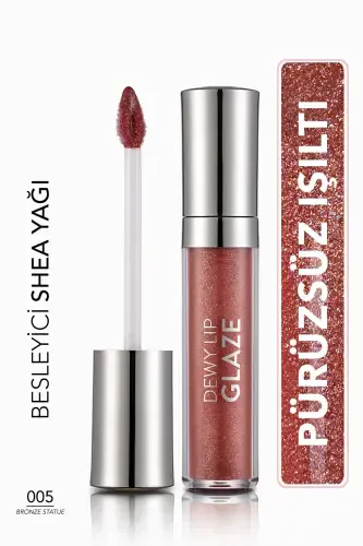 Oziqlantiruvchi Lab bo'yog'i - Dewy Lip Glaze - 005 Bronza Haykal - 8682536068093 - FLORMAR (1)