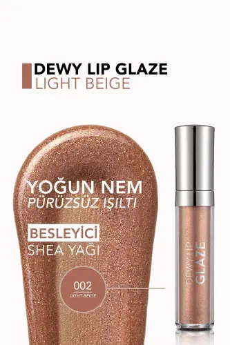 Oziqlantiruvchi Lab Gloss - Dewy Lip Glaze - 002 Ochchiq Bej - 8682536068031 - 5