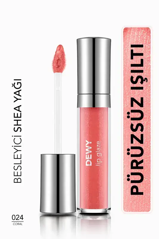 Oziqlantiruvchi lablar uchun jilo - Dewy Lip Glaze - 024 Coral-8682536069441-MARJON - 1