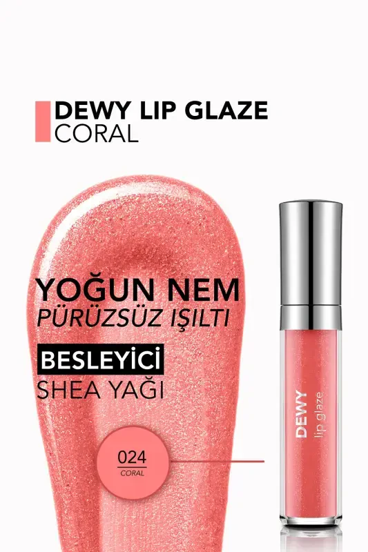 Oziqlantiruvchi lablar uchun jilo - Dewy Lip Glaze - 024 Coral-8682536069441-MARJON - 5