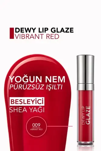Oziqlantiruvchi lablar uchun porlash - Dewy Lip Glaze - 009 Vibrant Red-8682536068178-009 VIBRANT RED - 5