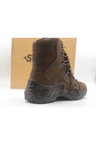 P1490nka Men's Coffee Leather Lace-up Military Boot Shoes-coffee - SCOOTER (1)