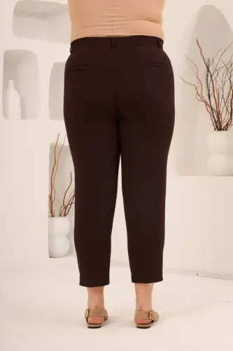 Paça Yirtmachli Katta Beden Gabardin Shim Jigarrang - 4