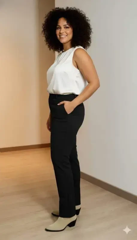 Paça yirtmaçli katta o'lchamli gabardin shim qora - 4