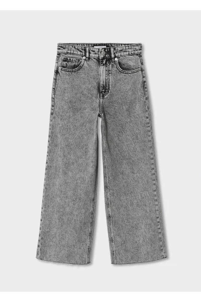 Paçaları Dikişsiz Culotte Jean Pantolon - MANGO TEEN (1)
