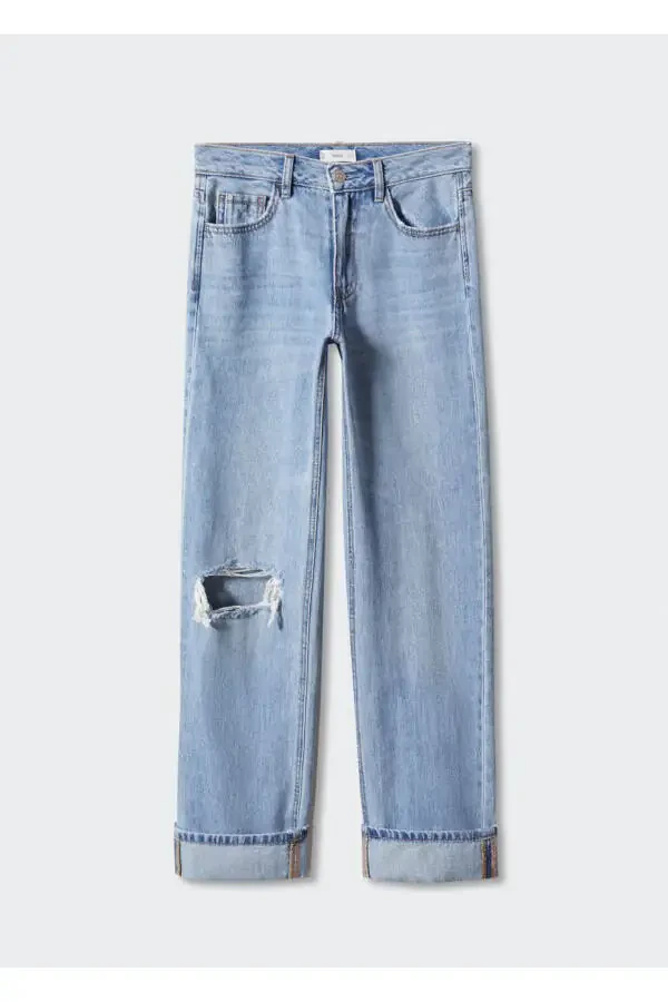 Paçaları kıvrık jean - 3