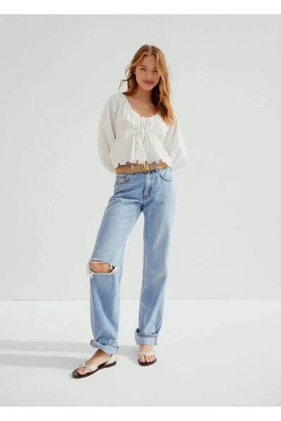 Paçaları kıvrık jean - 7