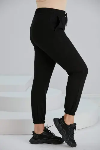 Paçası Lastikli Büyük Beden Siyah Eşofman - BÜYÜKBEDENIZ (1)