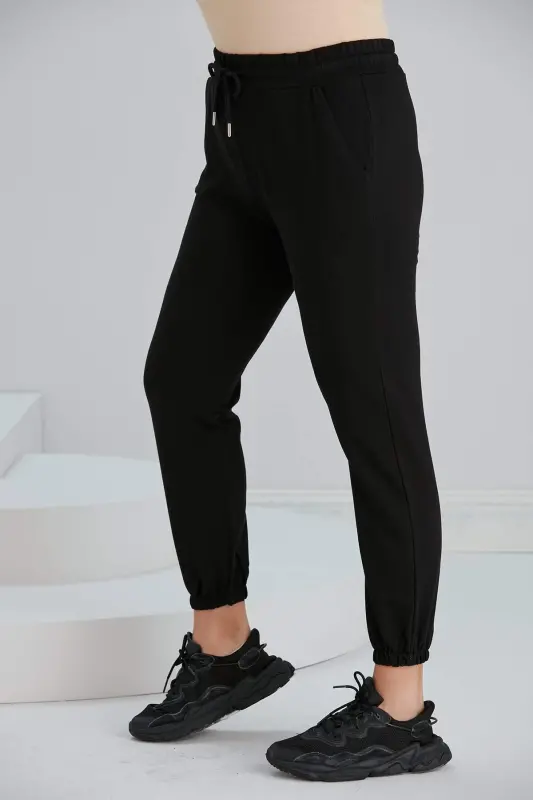 Paçası Lastikli Büyük Beden Siyah Eşofman - 8