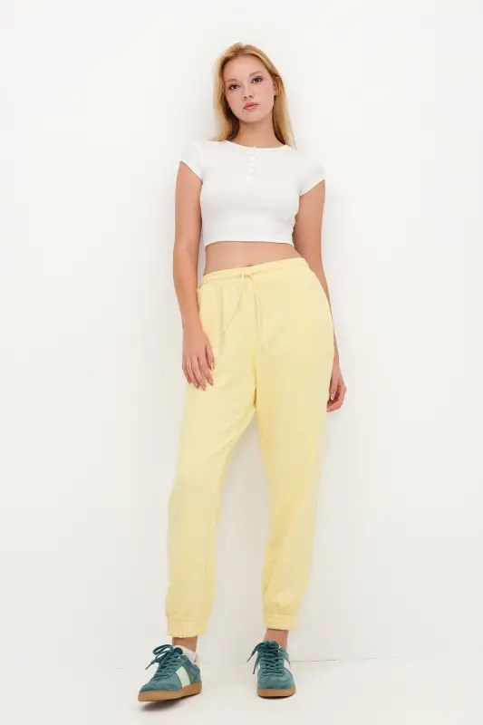 Paçası Lastikli Eşofman EŞF9430-H1H6-A.Sarı - ADDAX