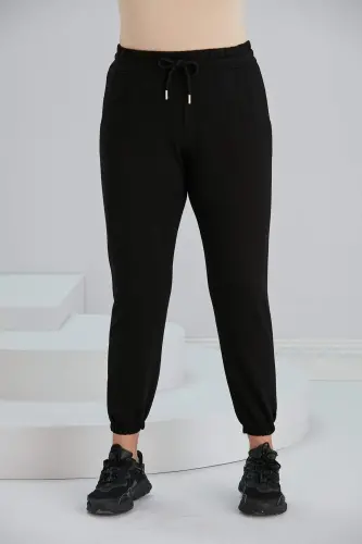 Paçasi lastikli katta qora sport shim - 1