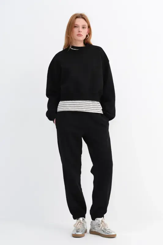 Paçası Lastikli Şardonlu Eşofman Eşf0657-m1n1v3-Si - ADDAX