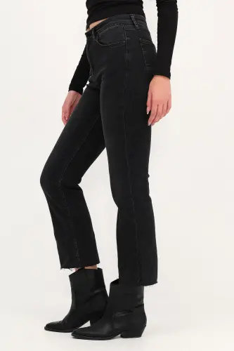 Paçası Lazer Kesim Jean Pantolon PN8532-PNC-Füme - 2