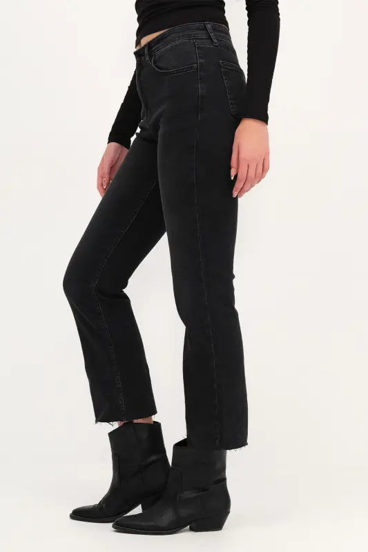 Paçası Lazer Kesim Jean Pantolon PN8532-PNC-Füme - 2