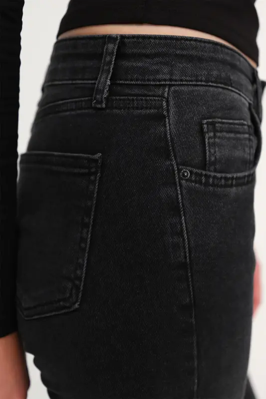 Paçası Lazer Kesim Jean Pantolon PN8532-PNC-Füme - 3