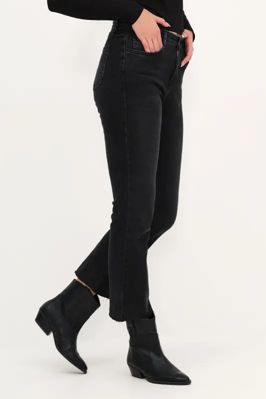 Paçası Lazer Kesim Jean Pantolon PN8532-PNC-Füme - 4