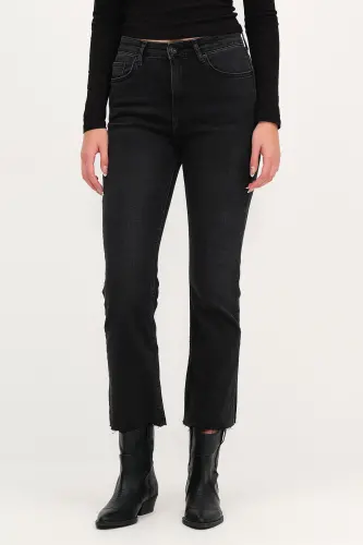 Paçası Lazer Kesim Jean Pantolon PN8532-PNC-Füme - 6