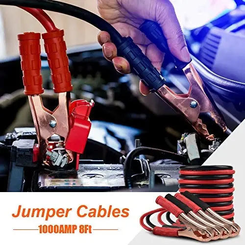 PACETAP Car Roadside Emergency Kit, Essential Auto Safety Road Side Assistance Tool Kit with Jumper Cables, Towing Rope, Triangle and More Winter Vehicle Accessories - 4