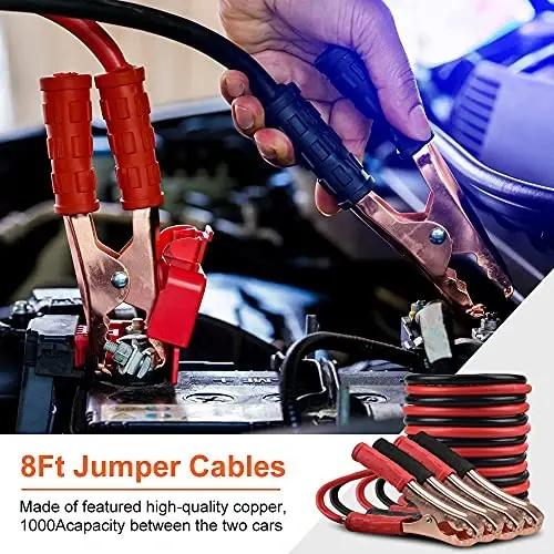 PACETAP Car Roadside Emergency Kit, Essential Auto Safety Road Side Assistance Tool Kit with Jumper Cables, Towing Rope, Triangle and More Winter Vehicle Accessories - 5