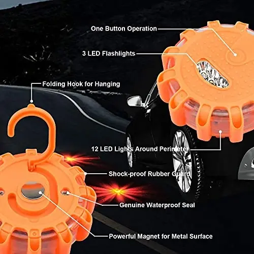 PACETAP Yol Kenarı Acil Durum Seti, Esansiyel Otomobil Güvenliği Yol Kenarı Yardım Aracı Seti, Sıçrama Kabloları, Çekme Halatı, Üçgen ve Daha Fazla Kış Aracı Aksesuarları - 3