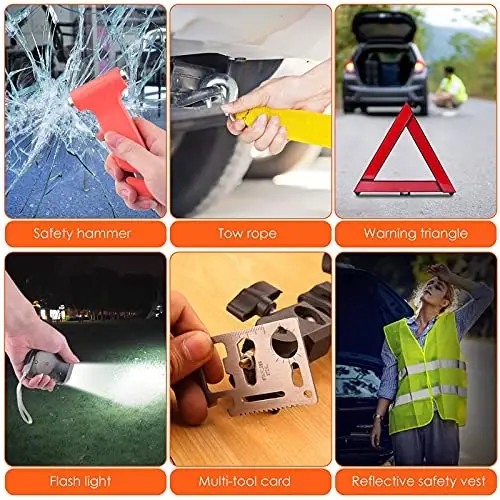 PACETAP Yol Kenarı Acil Durum Seti, Esansiyel Otomobil Güvenliği Yol Kenarı Yardım Aracı Seti, Sıçrama Kabloları, Çekme Halatı, Üçgen ve Daha Fazla Kış Aracı Aksesuarları - 6