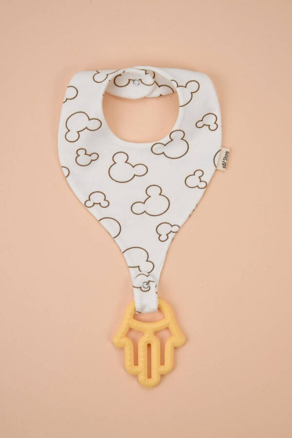 Pacifier Holder Bib - Cute Mouse Patterned 100% Cotton Fabric Pacifier Clip - 1