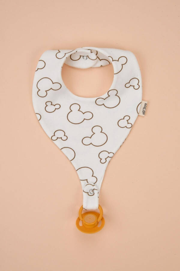 Pacifier Holder Bib - Cute Mouse Patterned 100% Cotton Fabric Pacifier Clip - 2